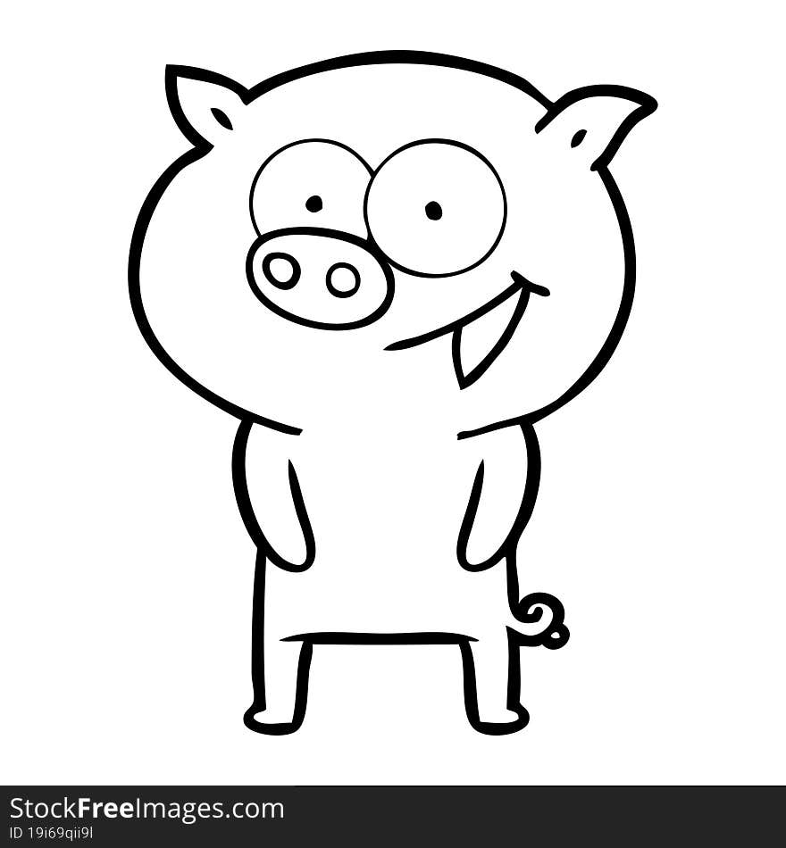 cheerful pig cartoon. cheerful pig cartoon