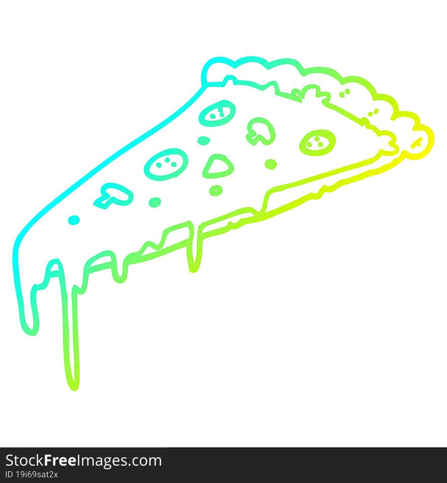 cold gradient line drawing cartoon pizza slice