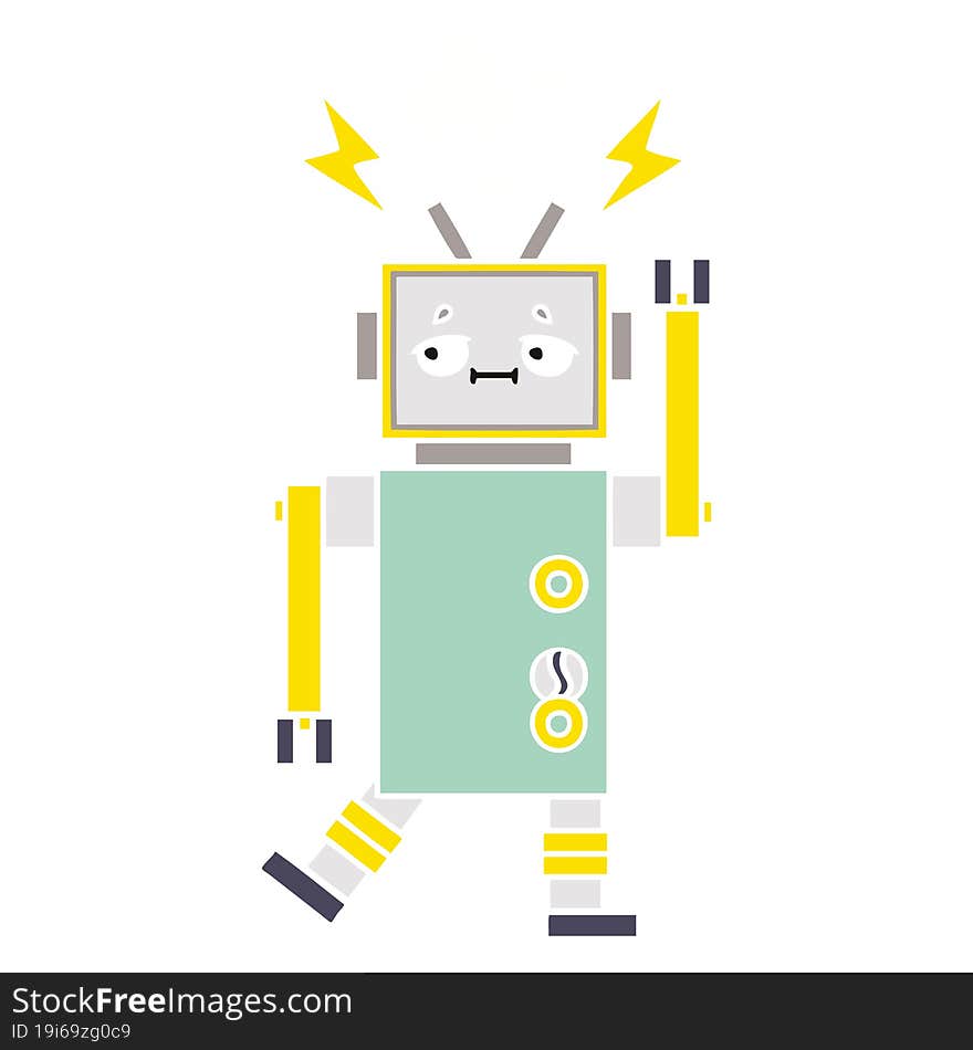 Flat Color Retro Cartoon Robot