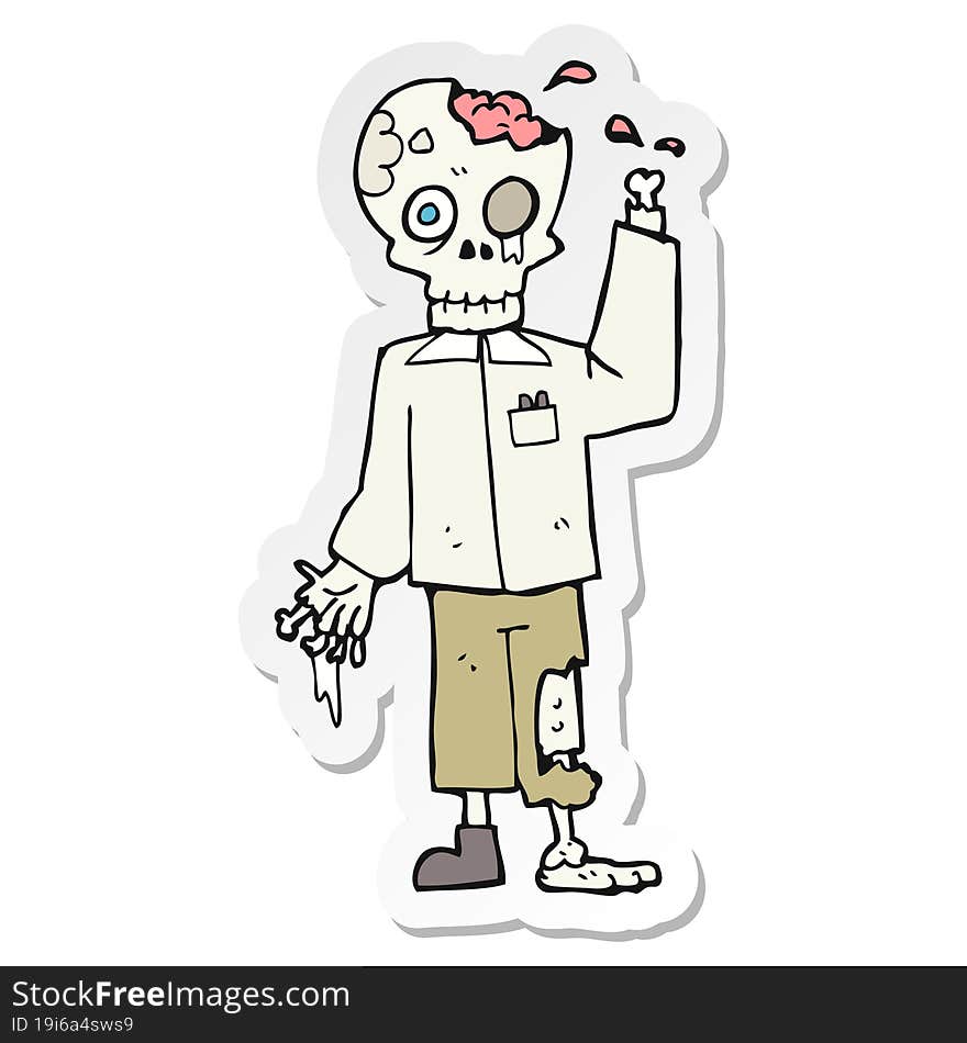 sticker of a cartoon zombie