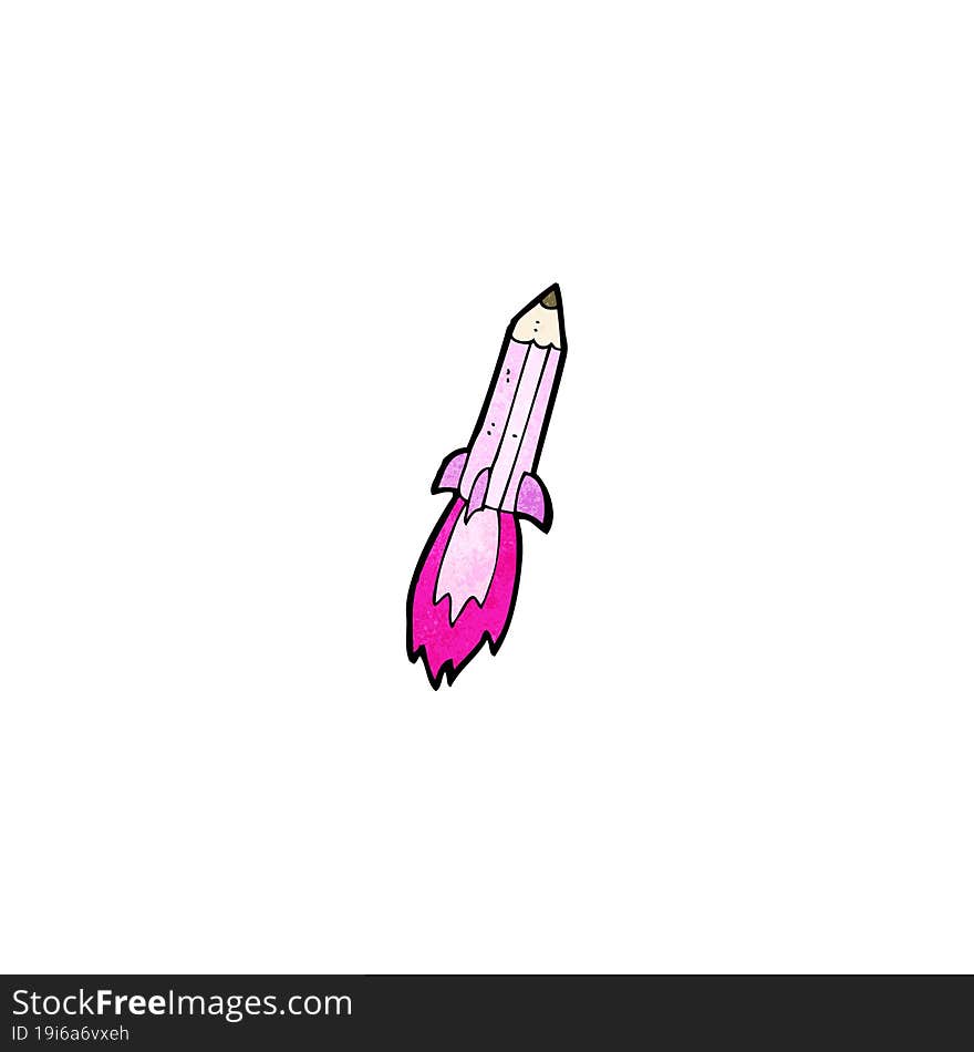 pink pencil rocket cartoon