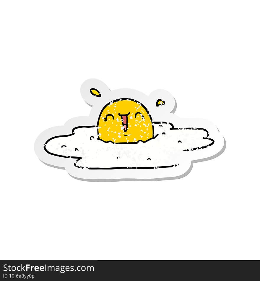 distressed sticker of a cartoon fried egg