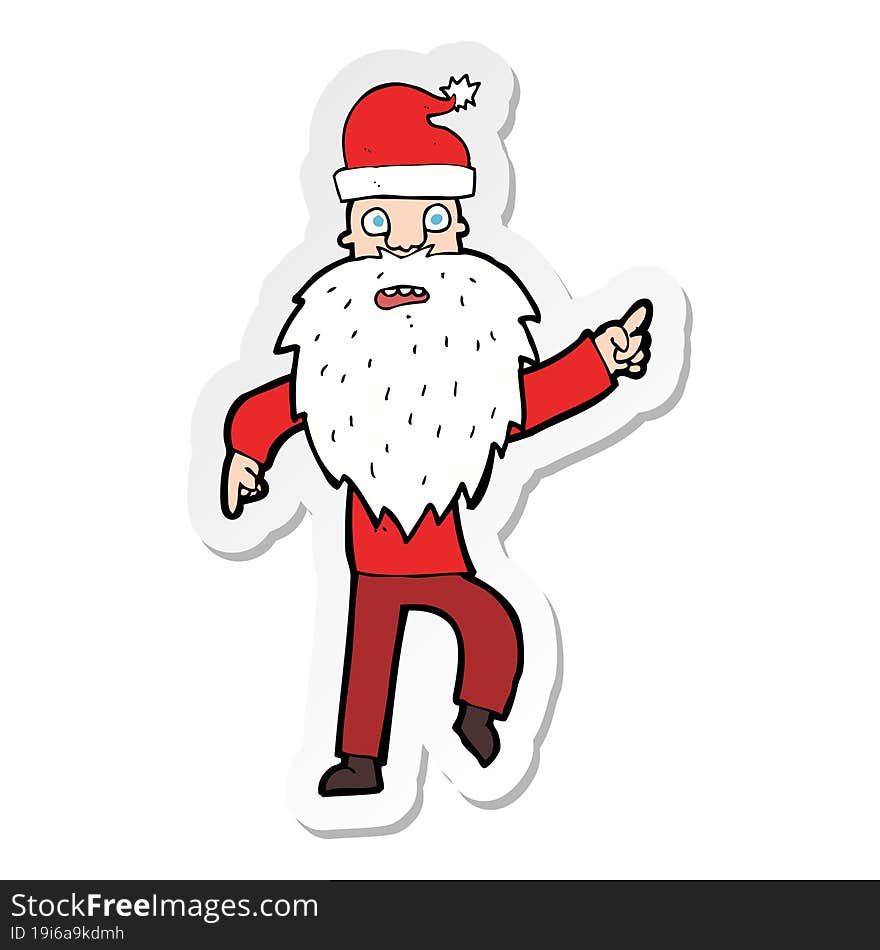 sticker of a cartoon santa claus