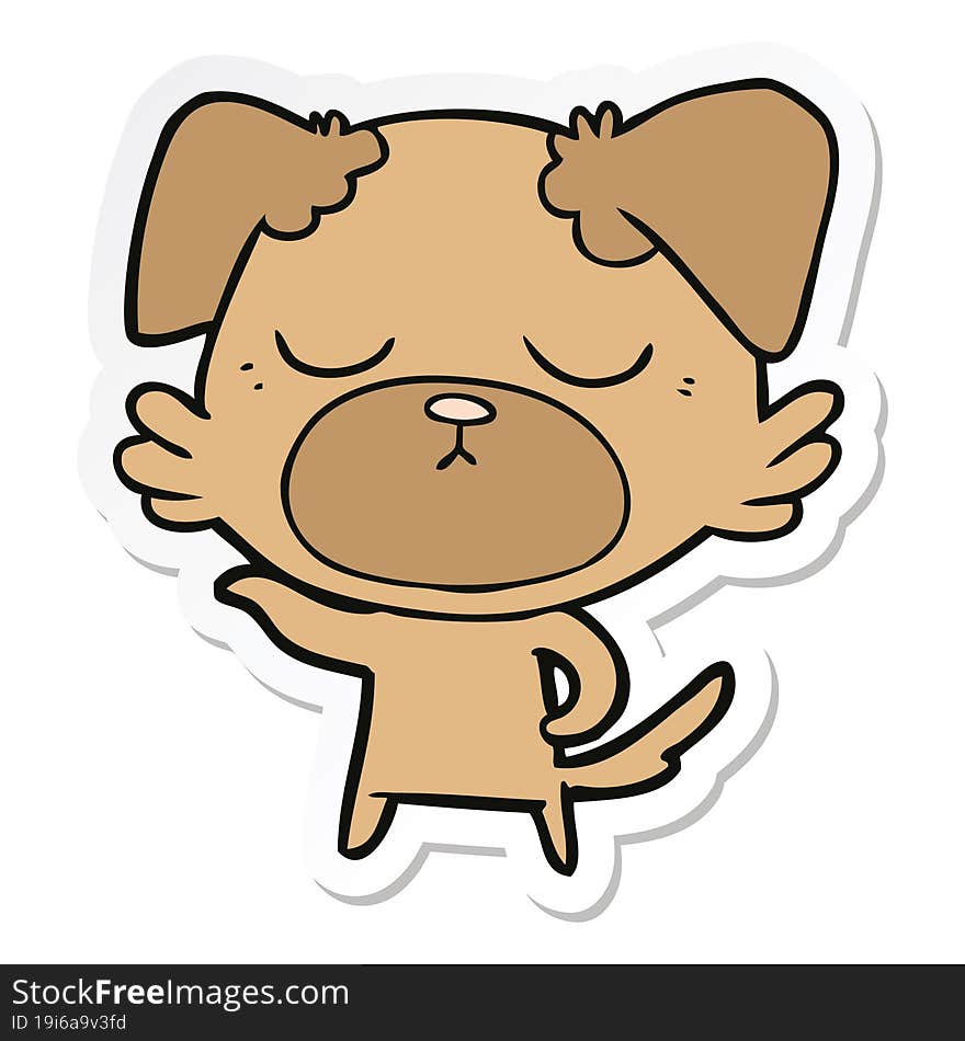 Sticker Of A Cute Cartoon Dog