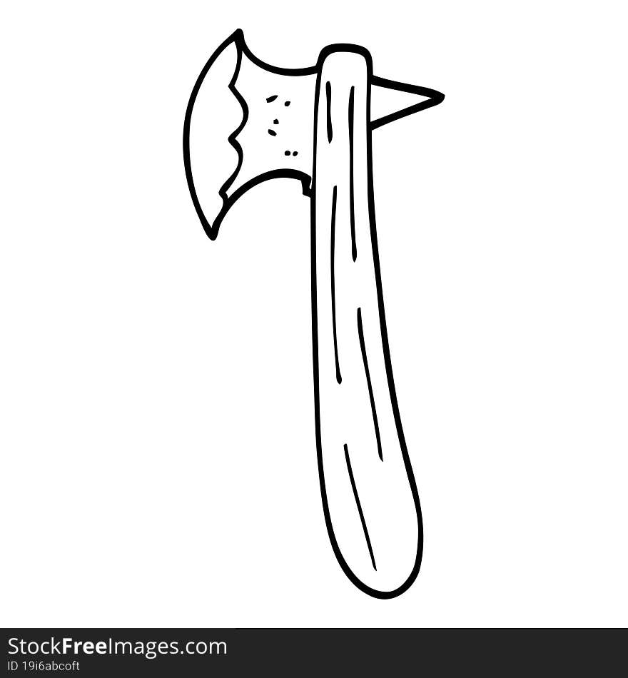 line drawing cartoon old axe