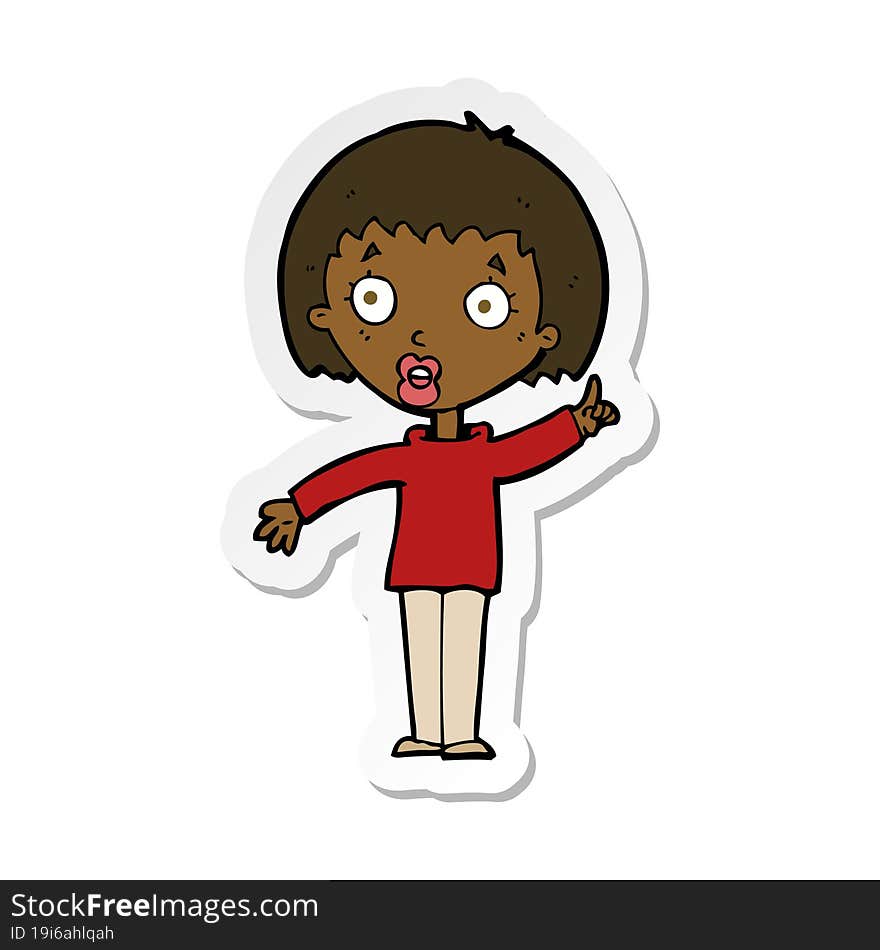 sticker of a cartoon woman explaining her point