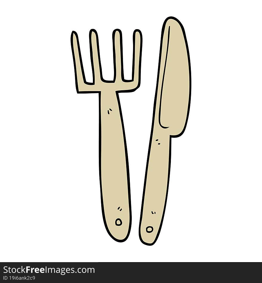 cartoon doodle plastic knife and fork