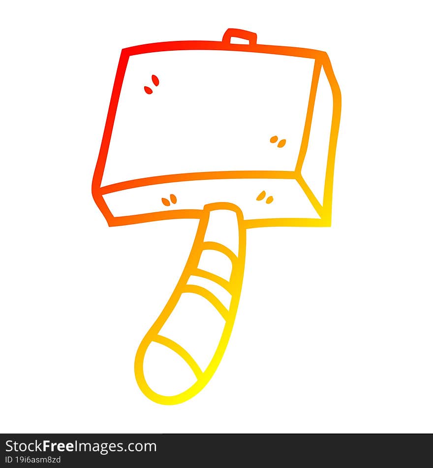 warm gradient line drawing cartoon hammer