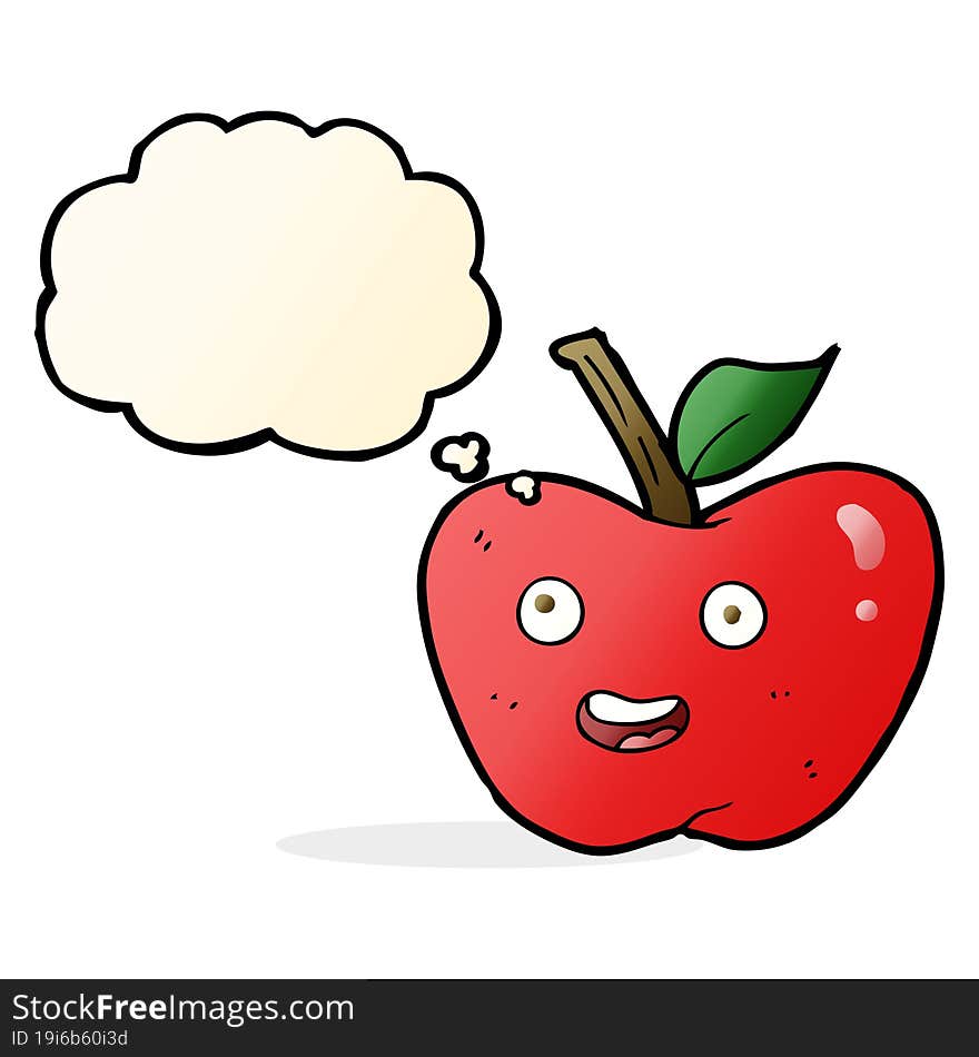 cartoon apple with thought bubble