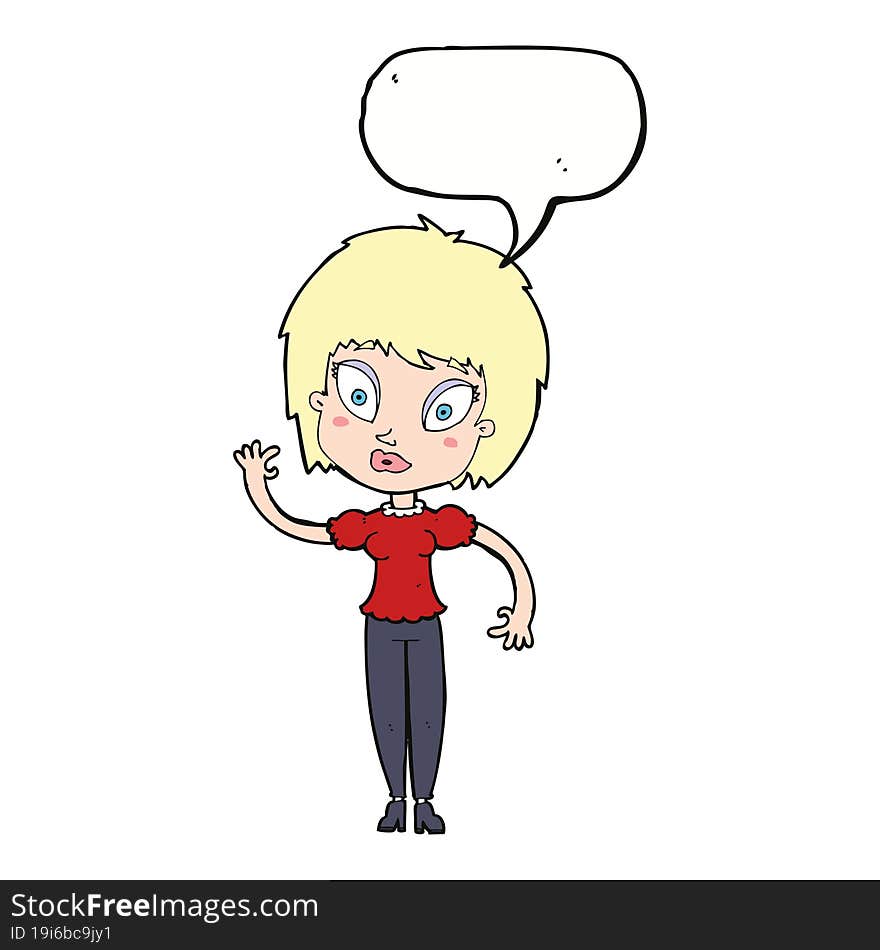 cartoon pretty girl with speech bubble