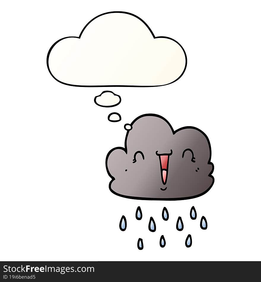 Cartoon Storm Cloud And Thought Bubble In Smooth Gradient Style