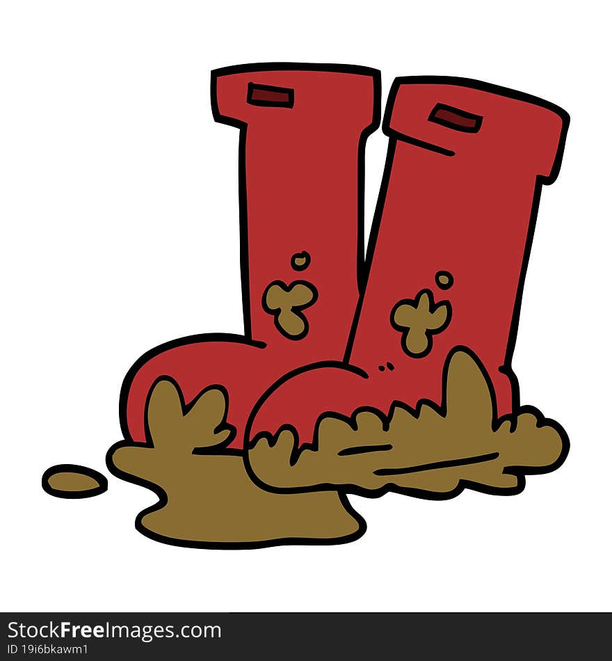 cartoon doodle muddy boots