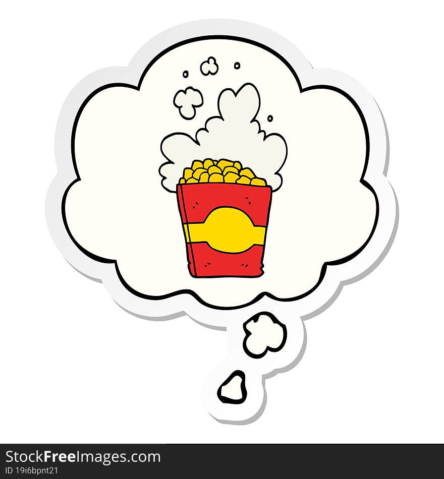 Cartoon Popcorn And Thought Bubble As A Printed Sticker