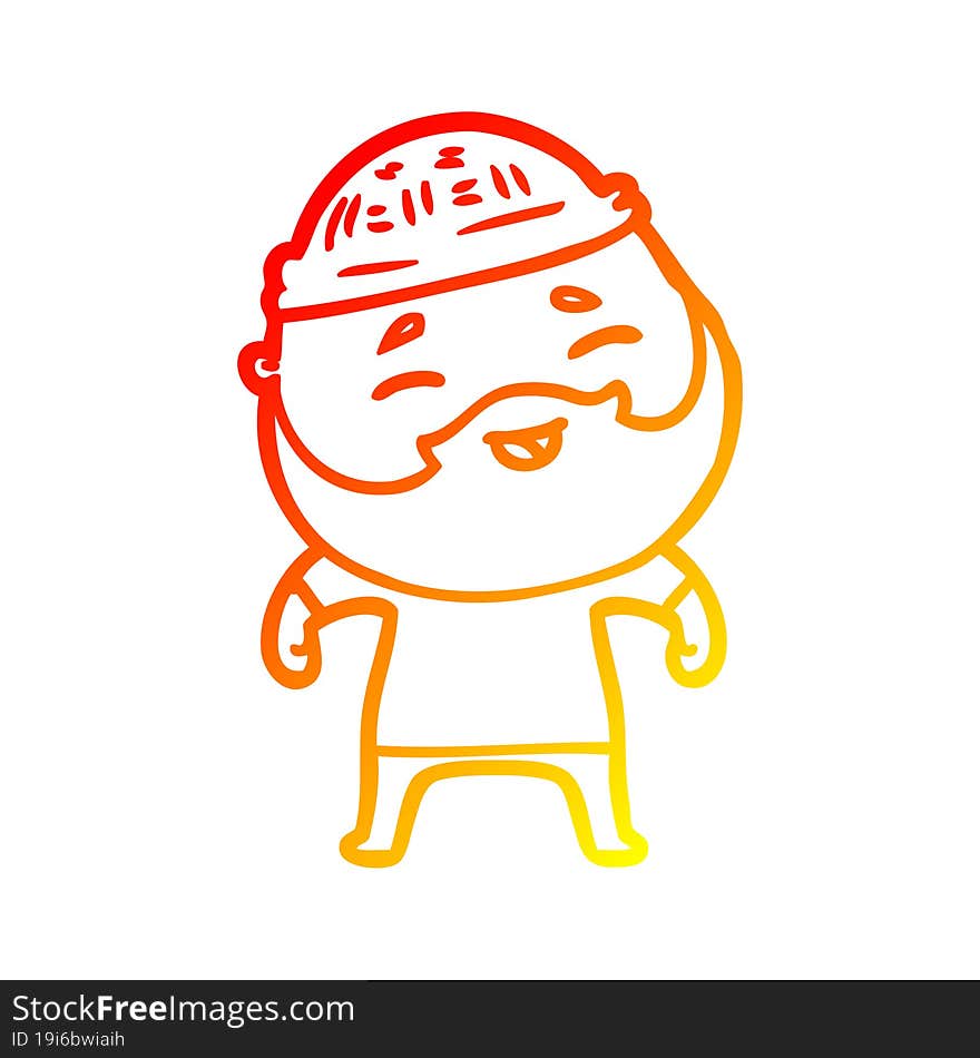 warm gradient line drawing cartoon happy bearded man