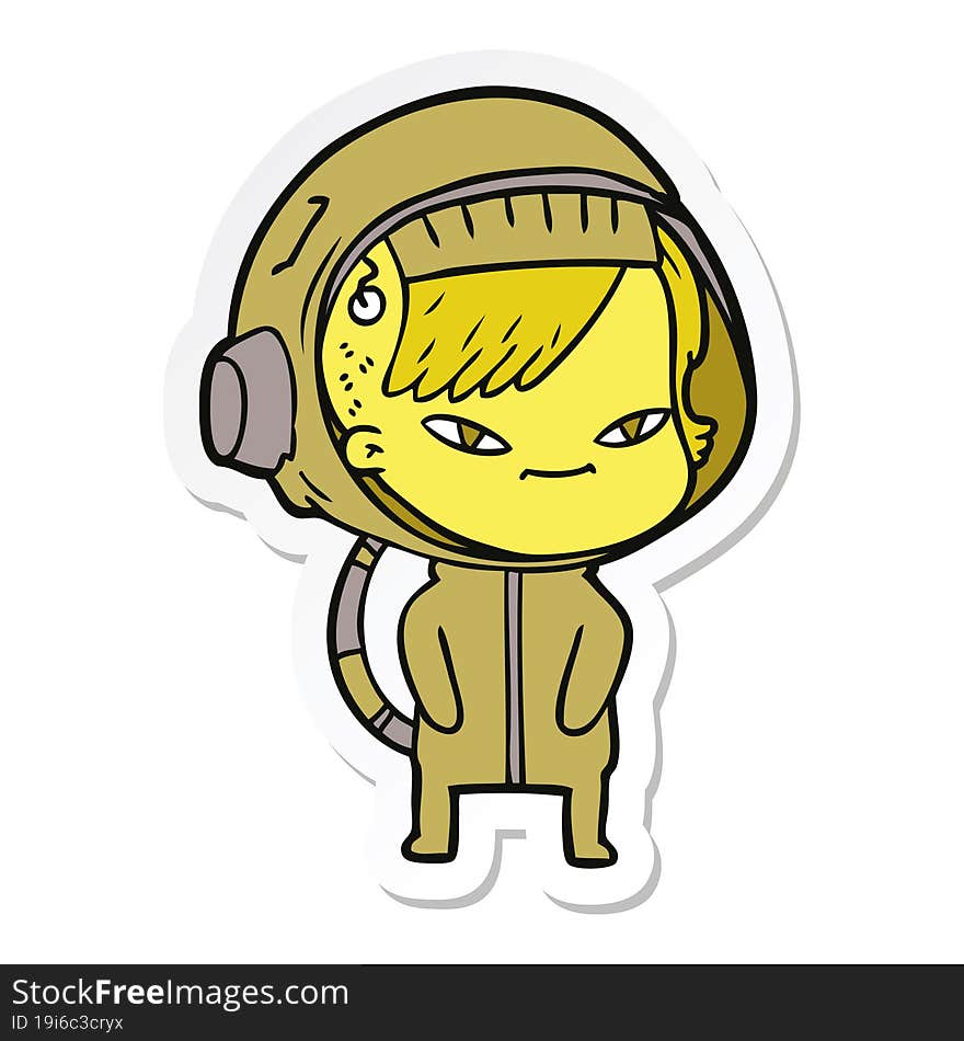 sticker of a cartoon astronaut woman