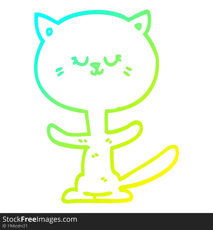 cold gradient line drawing cartoon happy cat