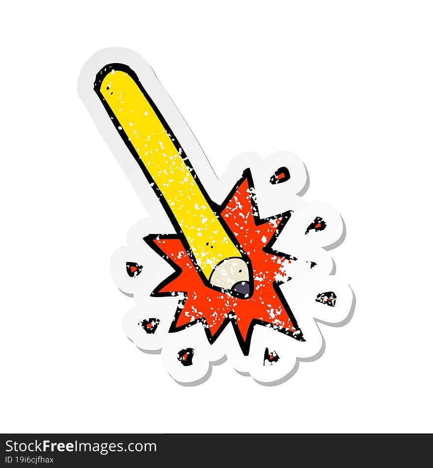 retro distressed sticker of a cartoon pencil