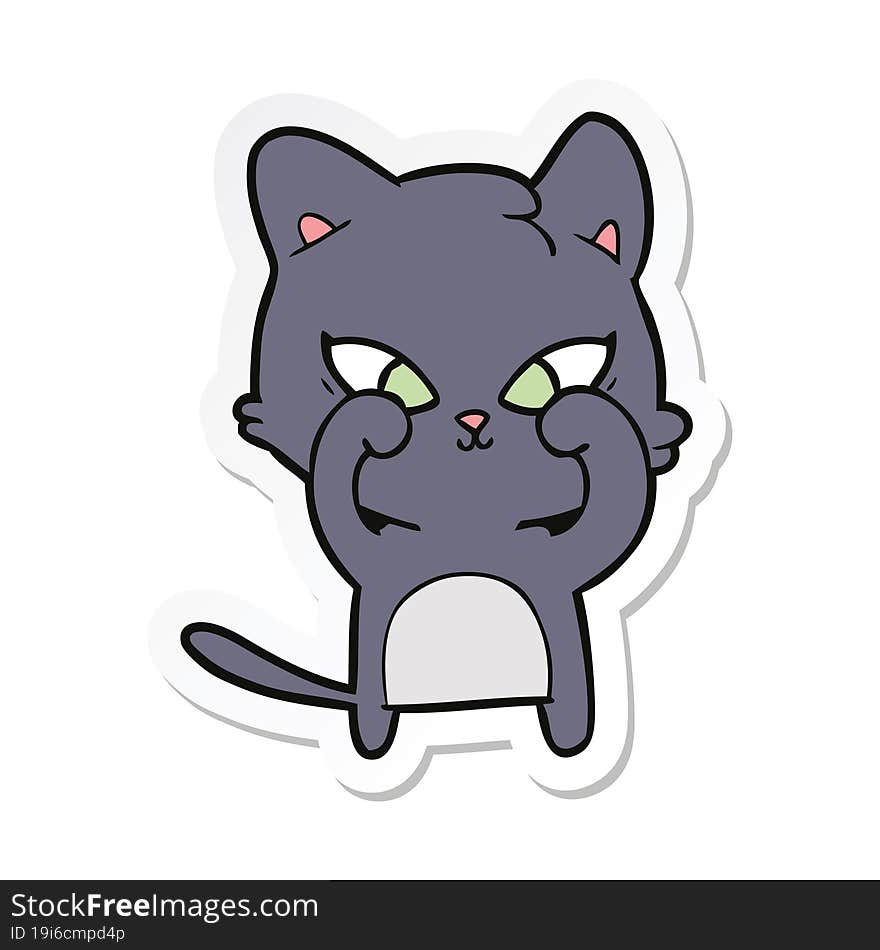 sticker of a cute cartoon cat