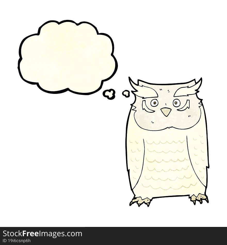 cartoon owl with thought bubble