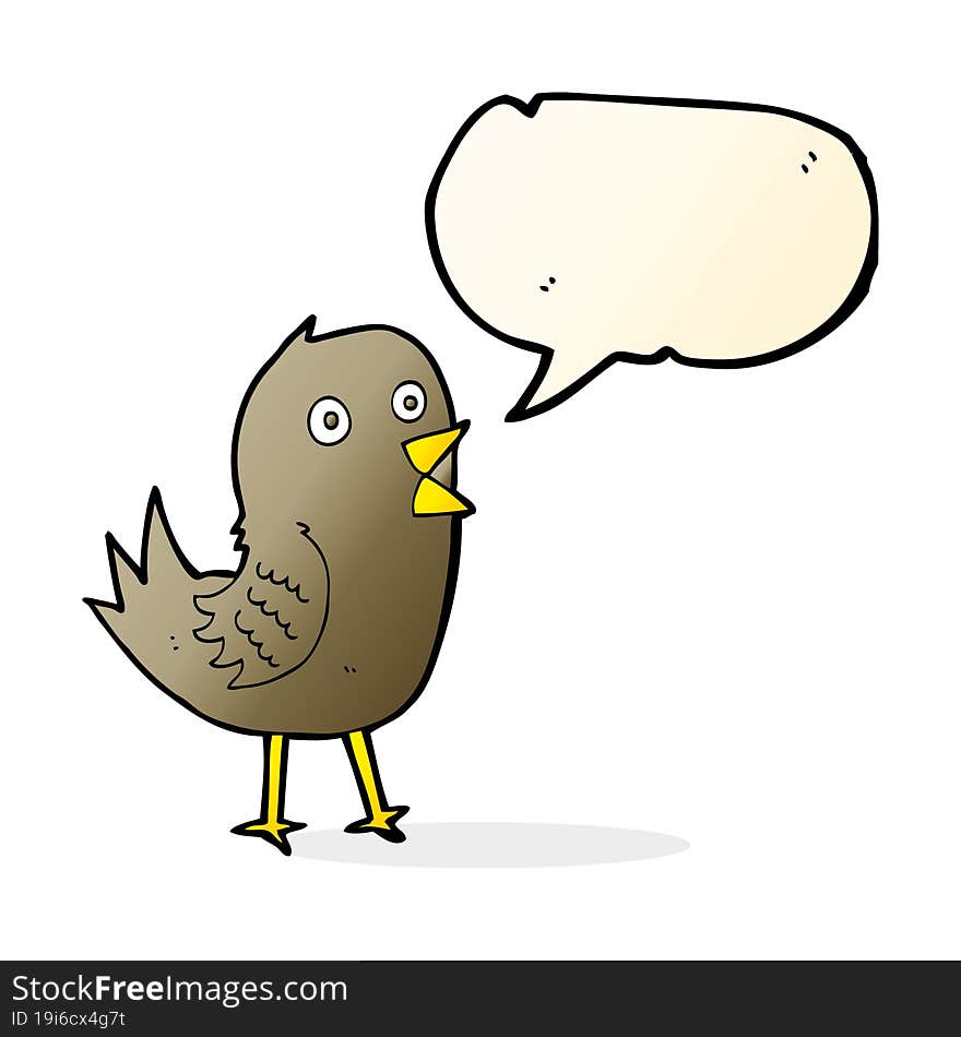 cartoon tweeting bird with speech bubble