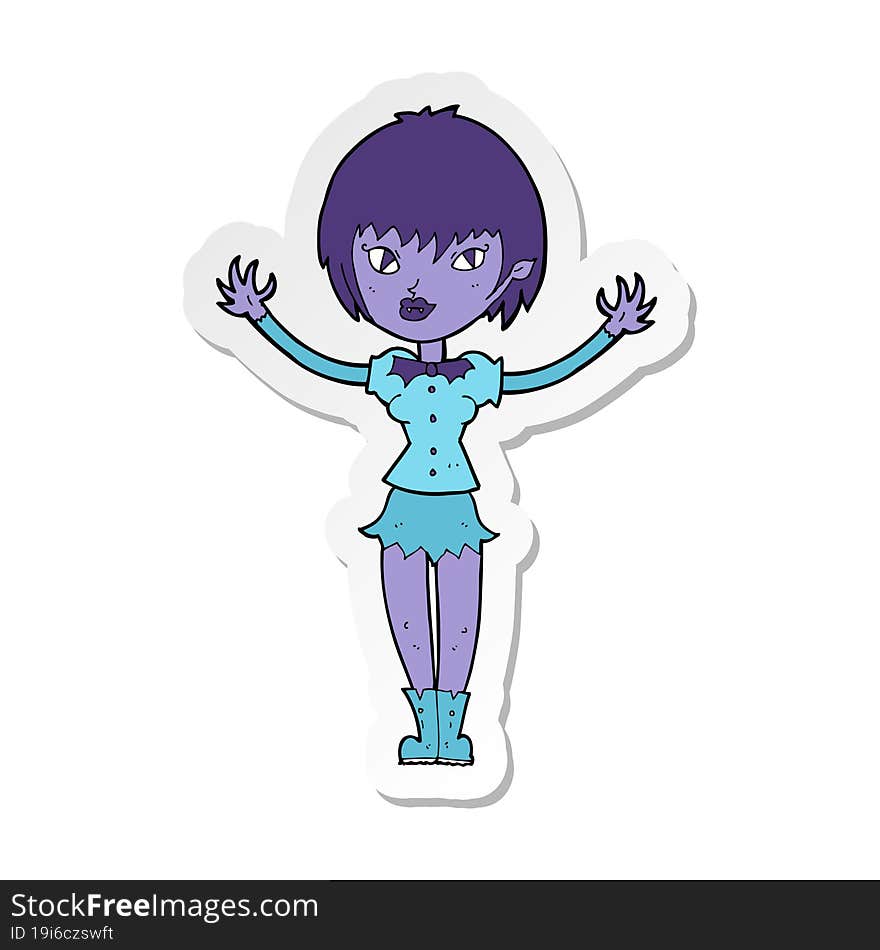 Sticker Of A Cartoon Vampire Girl