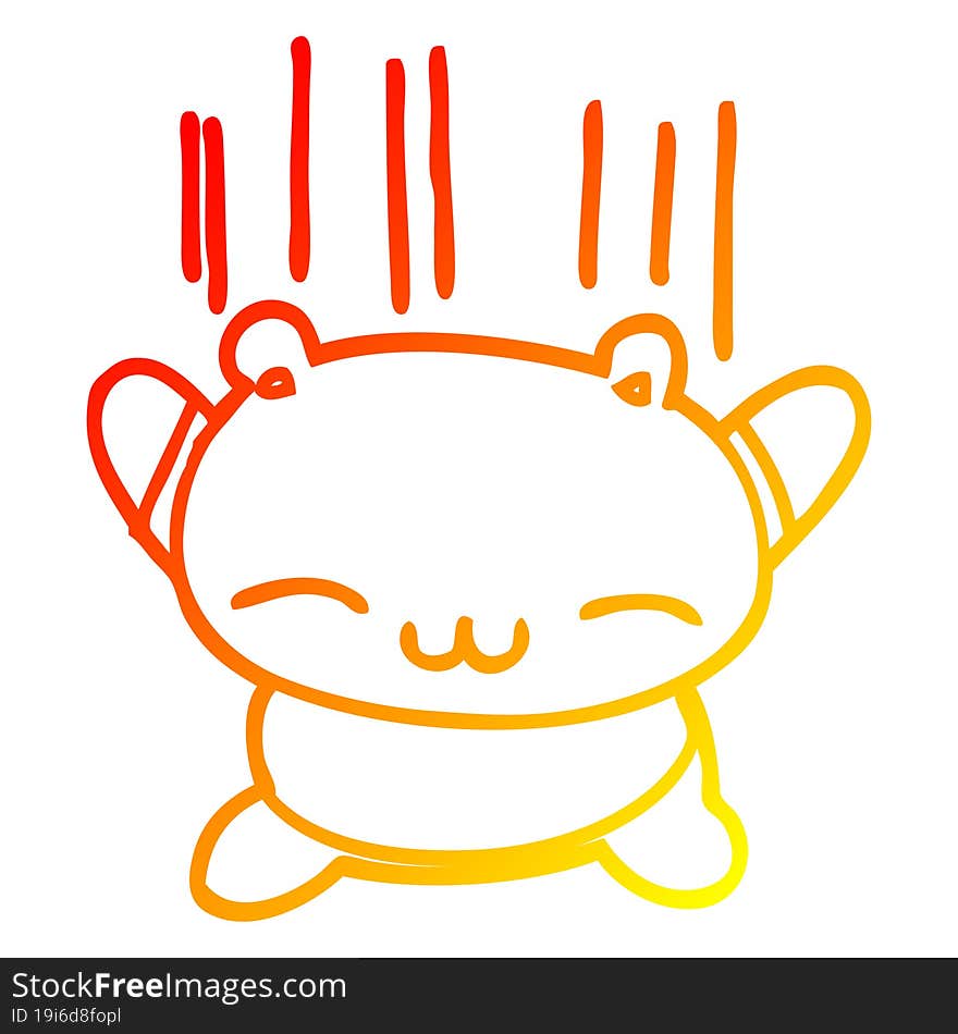 warm gradient line drawing cartoon jumping bear