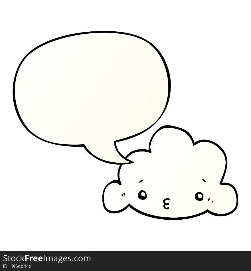 cute cartoon cloud and speech bubble in smooth gradient style