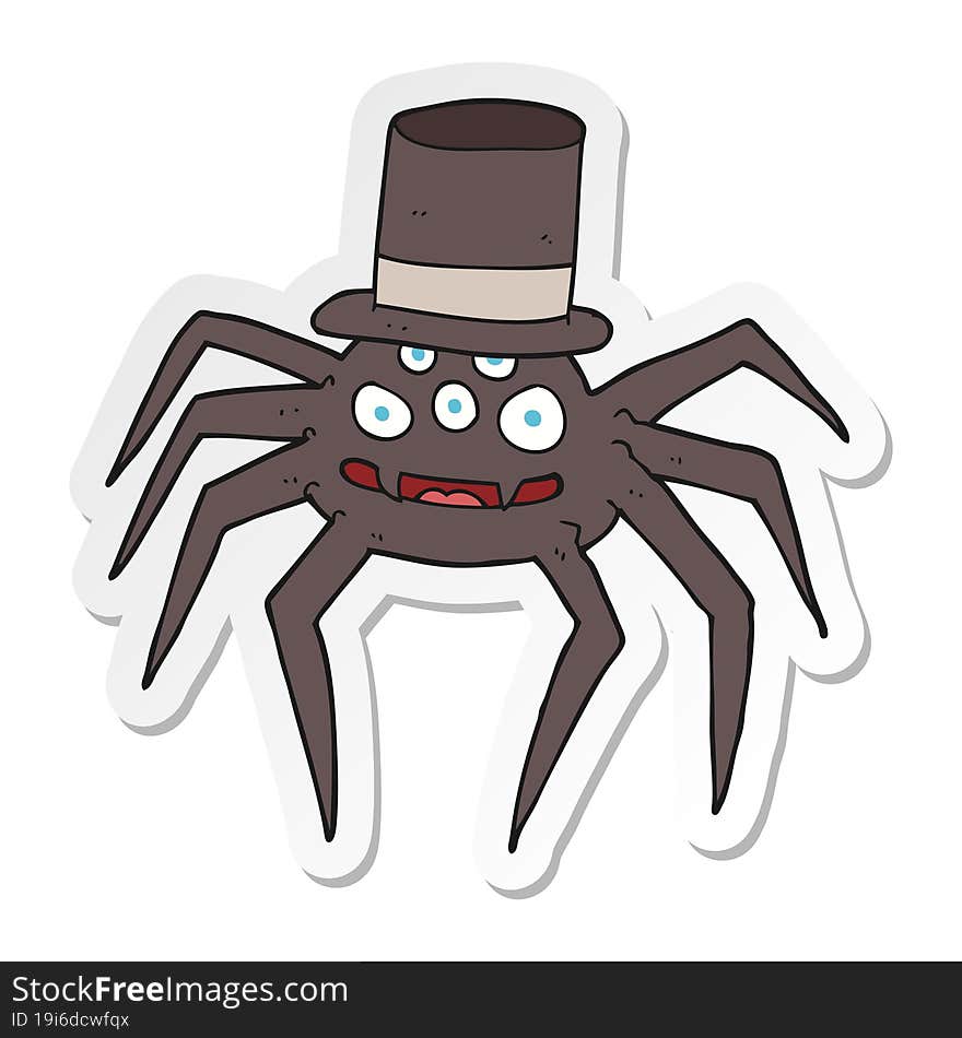 Sticker Of A Cartoon Halloween Spider