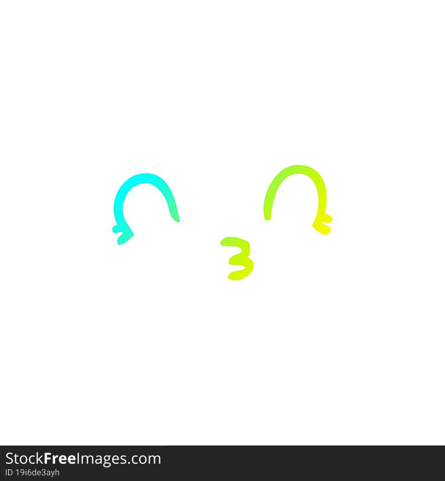 cold gradient line drawing of a happy cartoon face