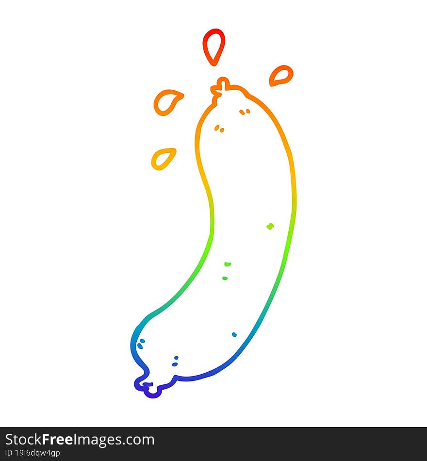 rainbow gradient line drawing cartoon sausage