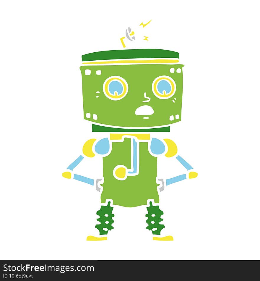 flat color style cartoon robot with hands on hips