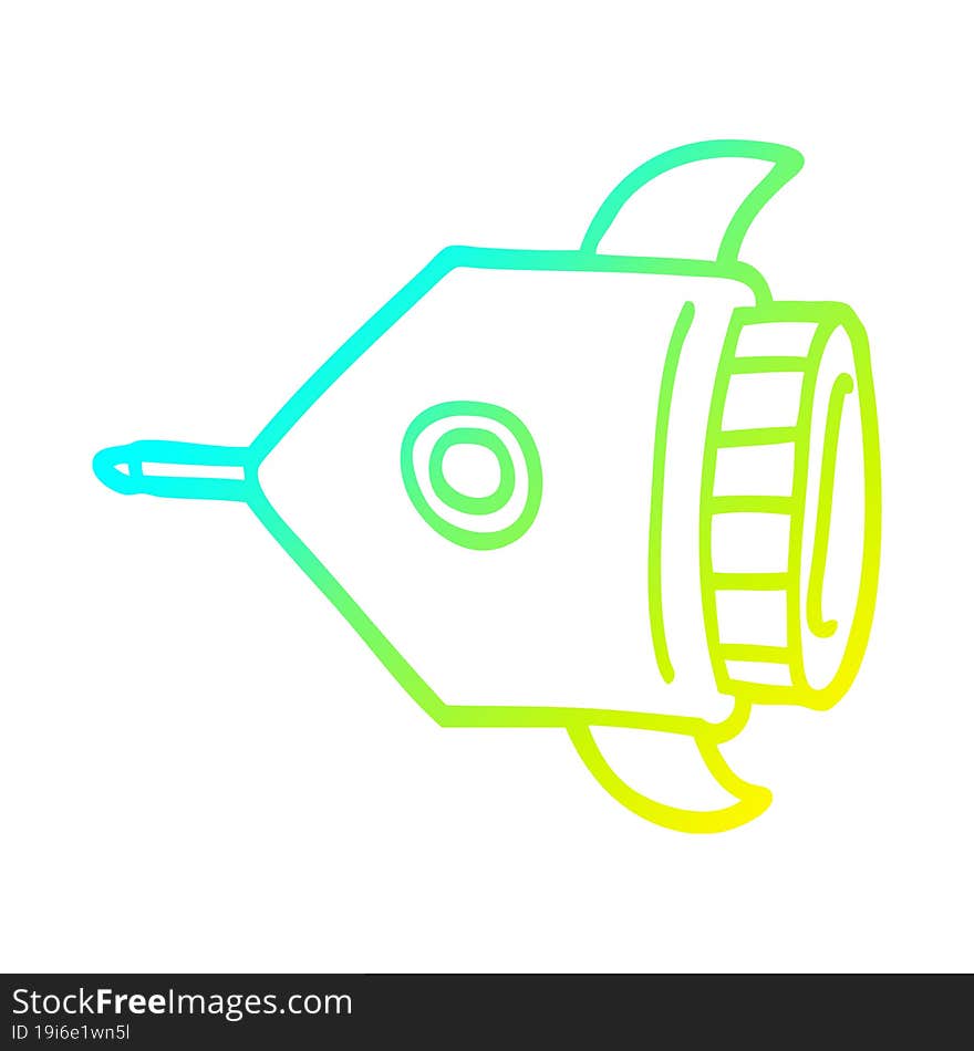 cold gradient line drawing cartoon rocket