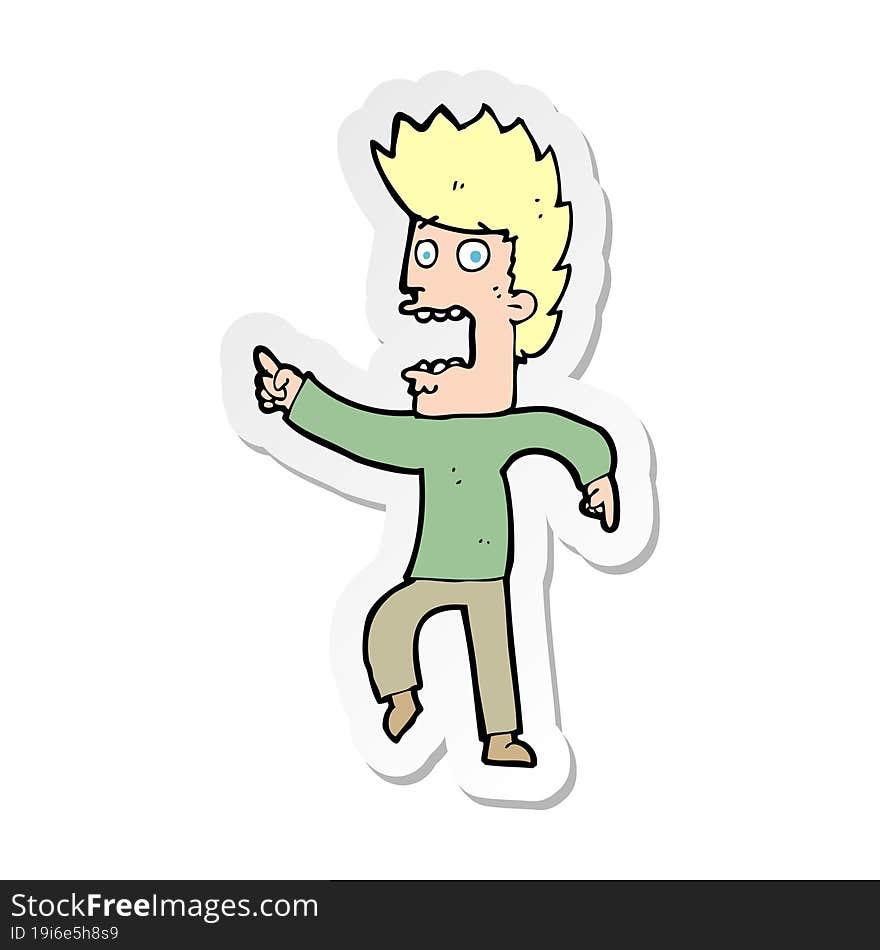 sticker of a cartoon terrified man