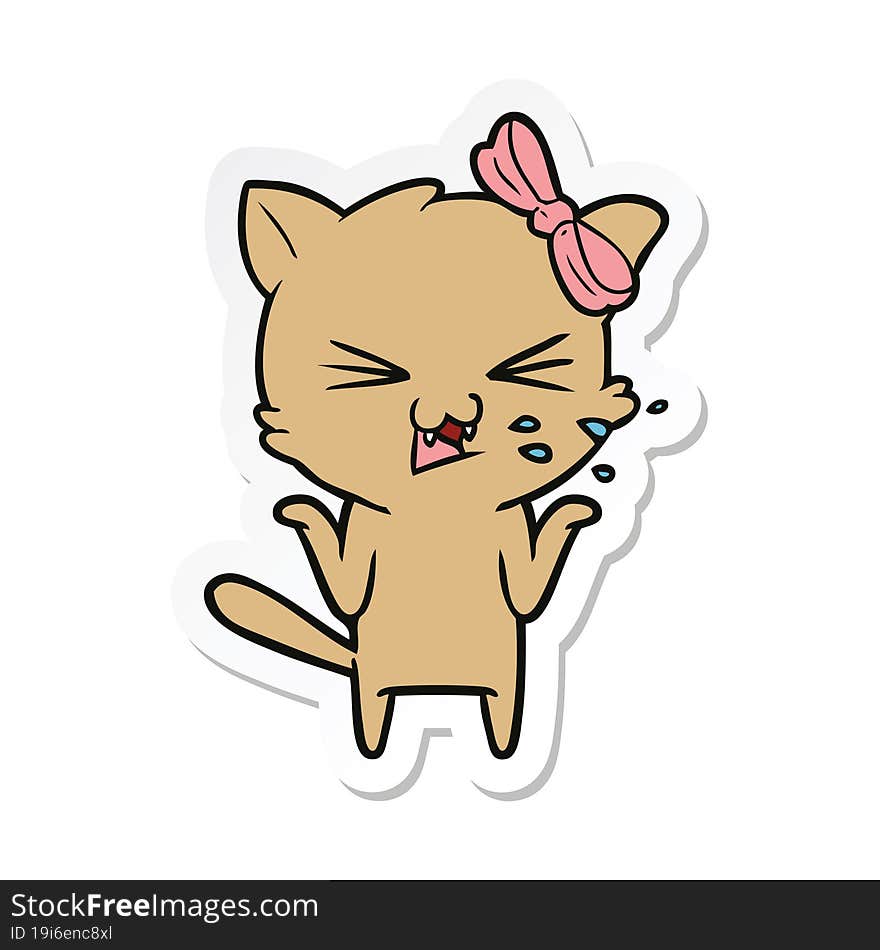 Sticker Of A Cartoon Cat