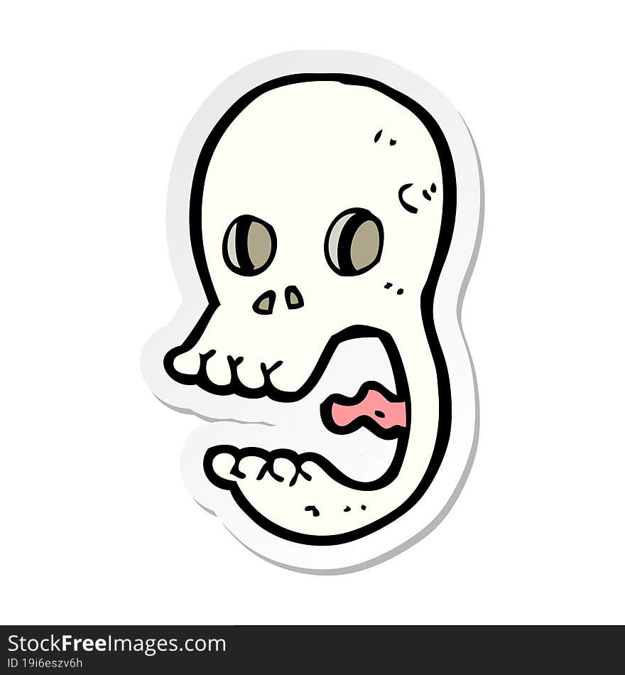 sticker of a funny cartoon skull