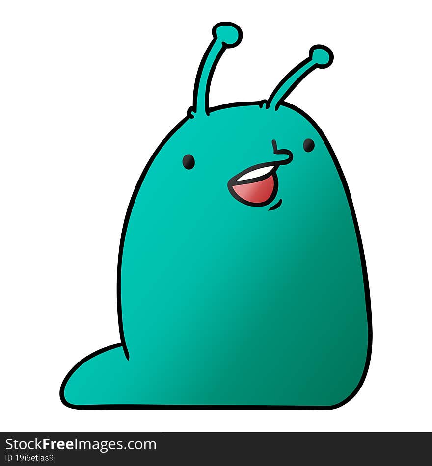 gradient cartoon of a cute kawaii slug