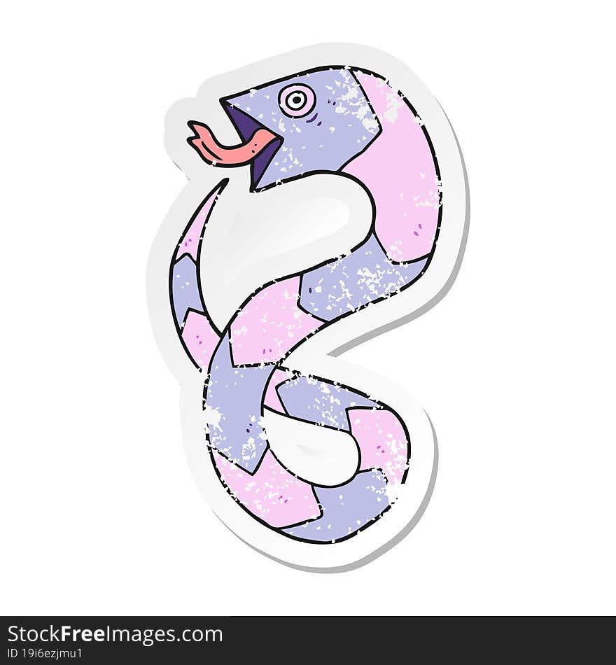 distressed sticker of a cartoon snake