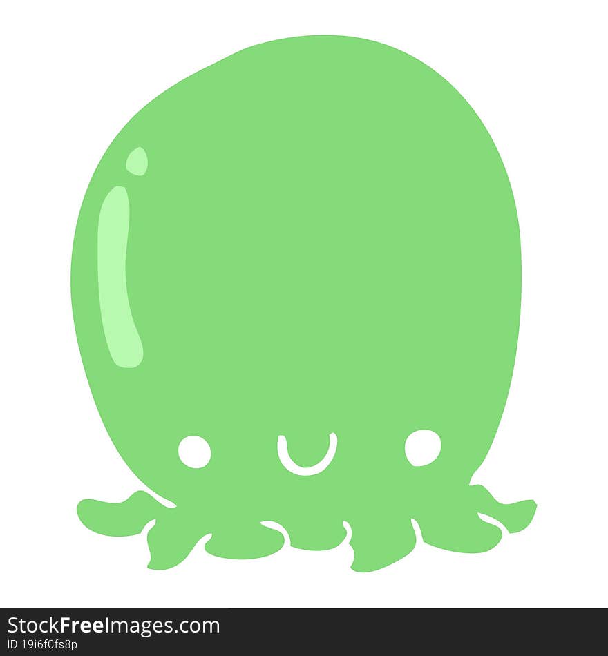 Cute Flat Color Style Cartoon Octopus