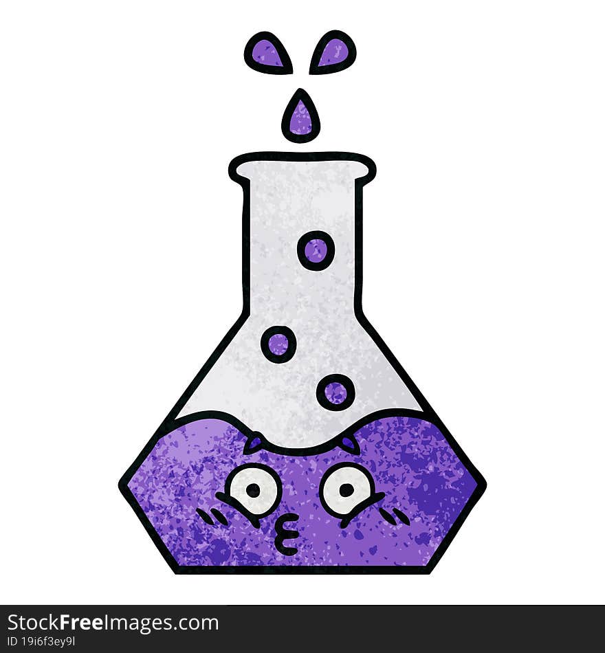 retro grunge texture cartoon science beaker