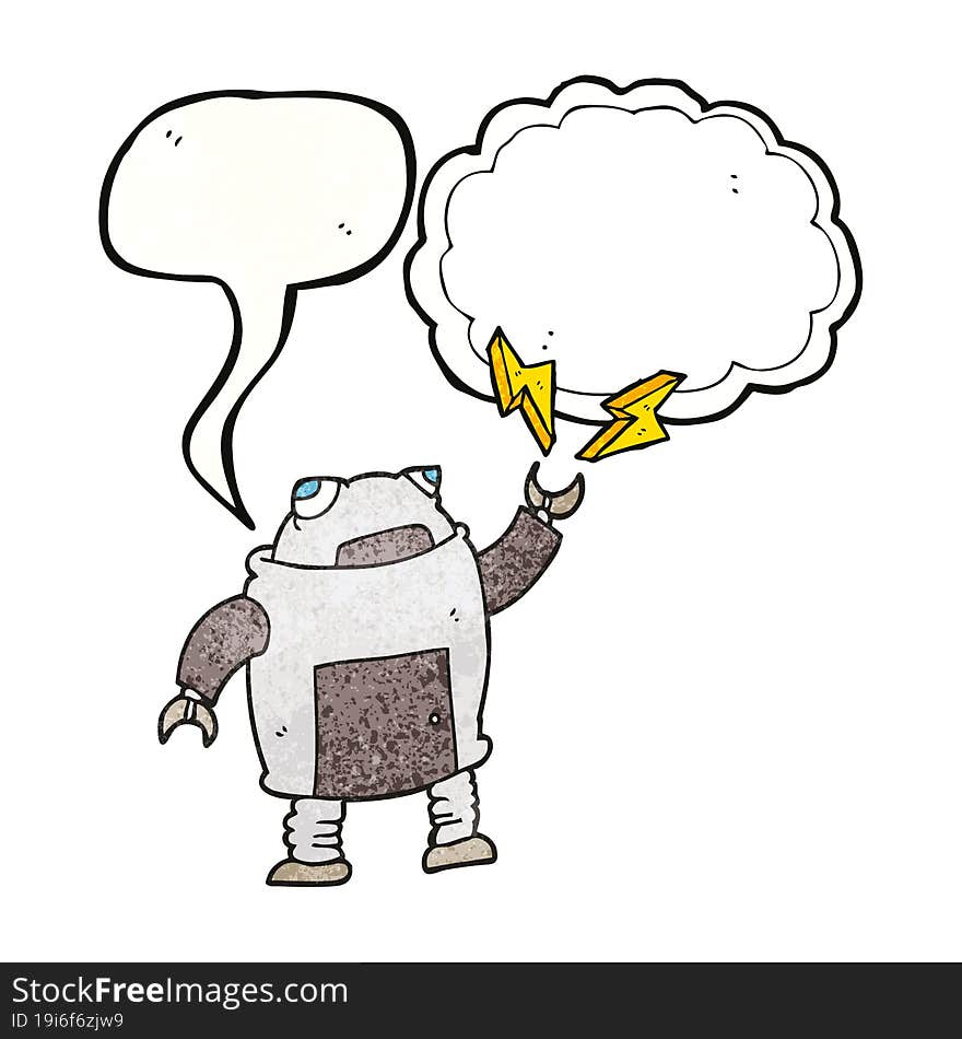 speech bubble textured cartoon robot