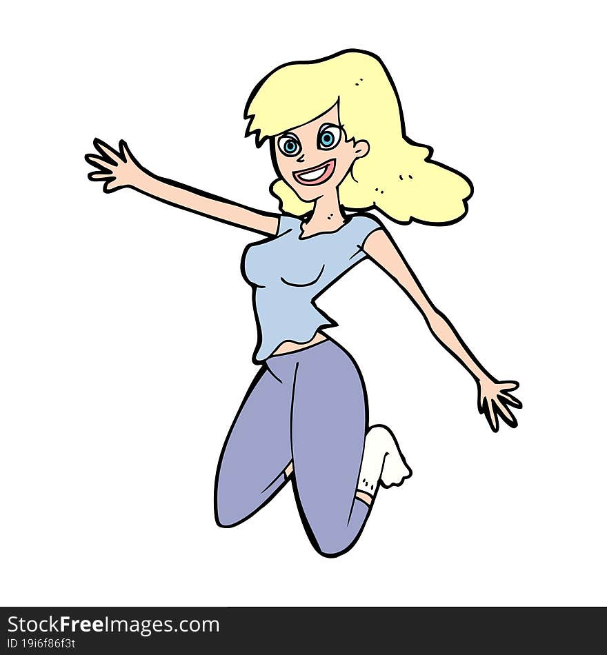 cartoon jumping woman