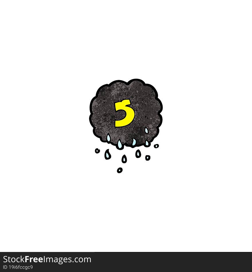 cartoon raincloud with number five