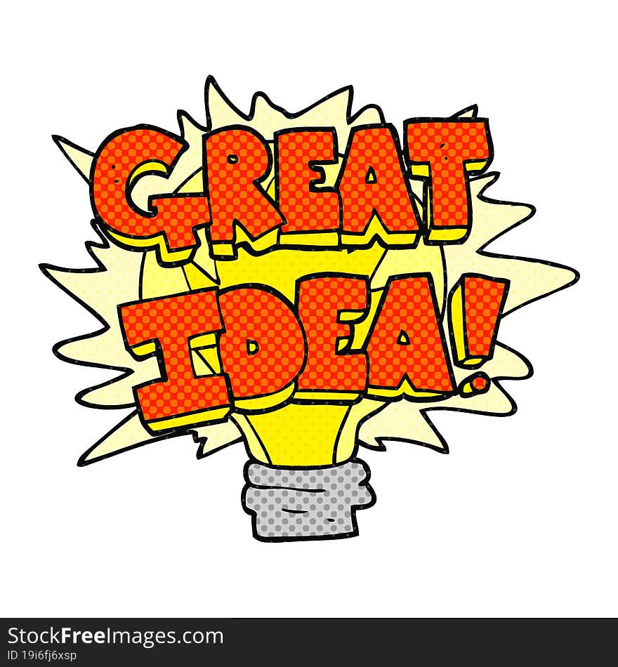 cartoon great idea light bulb symbol