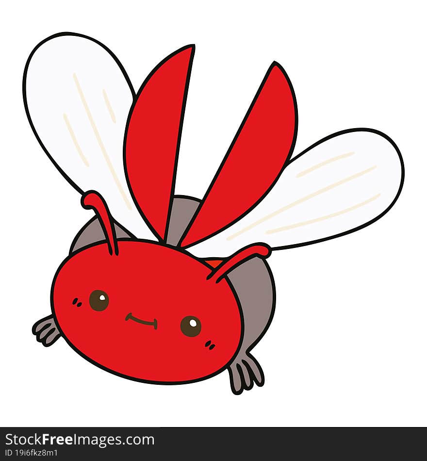 hand drawn quirky cartoon flying beetle. hand drawn quirky cartoon flying beetle