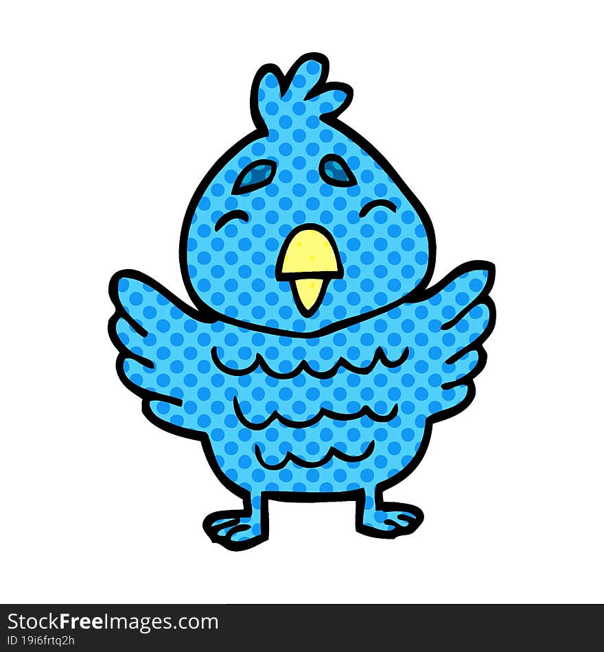 cartoon doodle blue bird