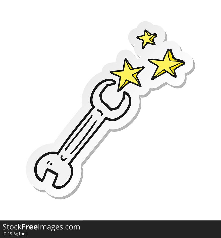 Sticker Of A Cartoon Spanner