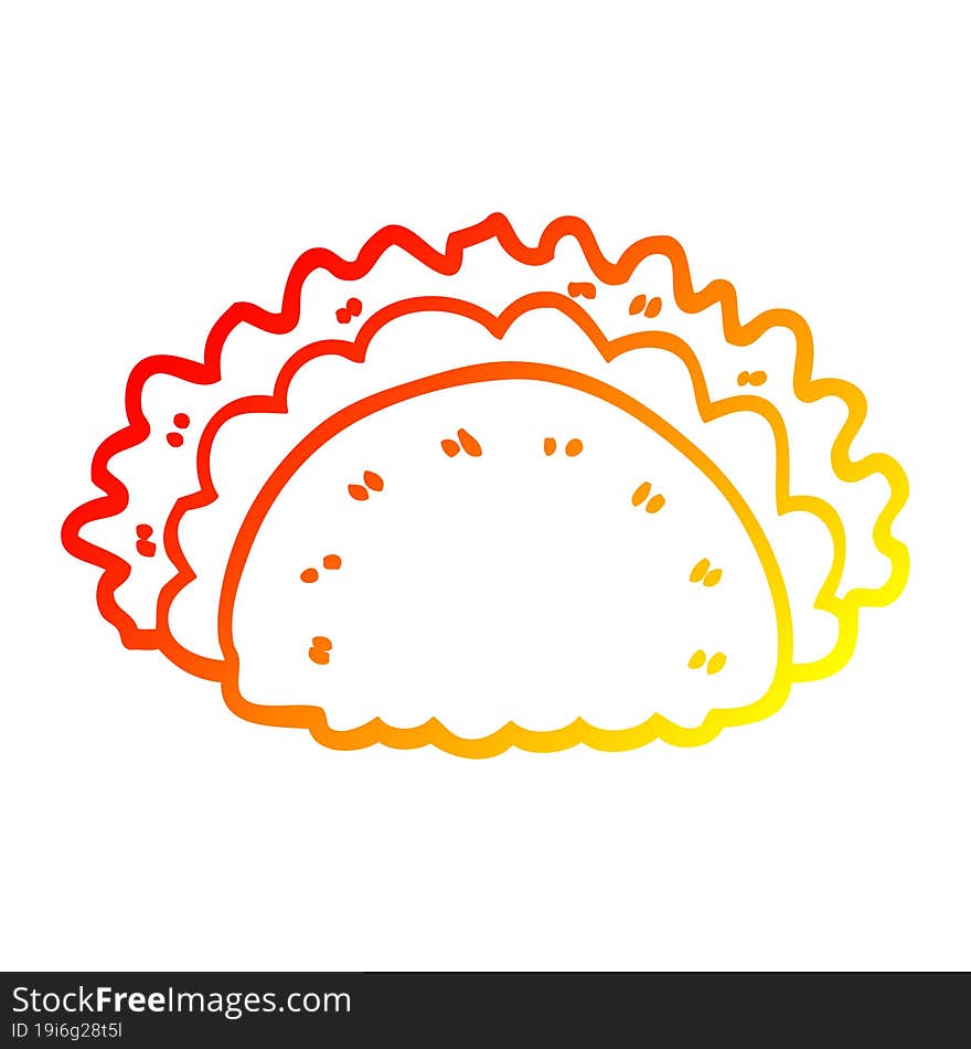 Warm Gradient Line Drawing Cartoon Healthy Taco