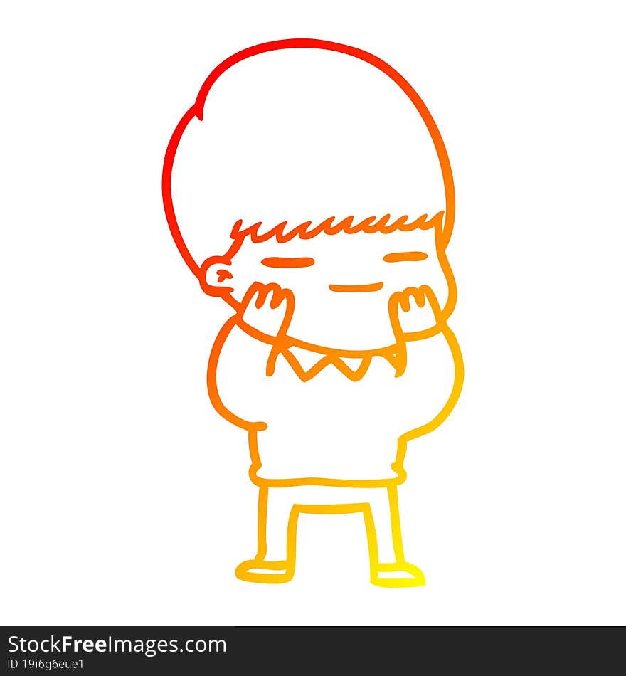 Warm Gradient Line Drawing Cartoon Smug Boy