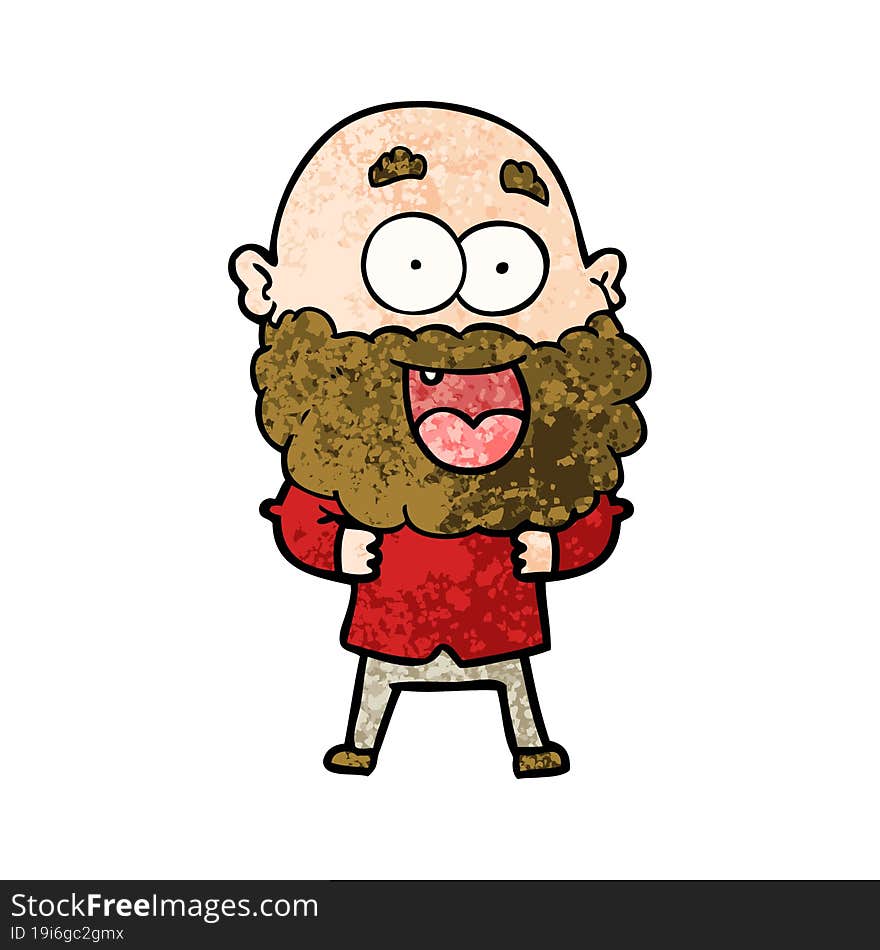 cartoon crazy happy man with beard. cartoon crazy happy man with beard