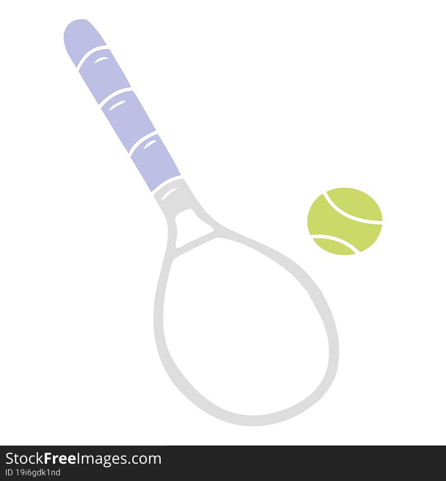 hand drawn cartoon doodle tennis racket and ball